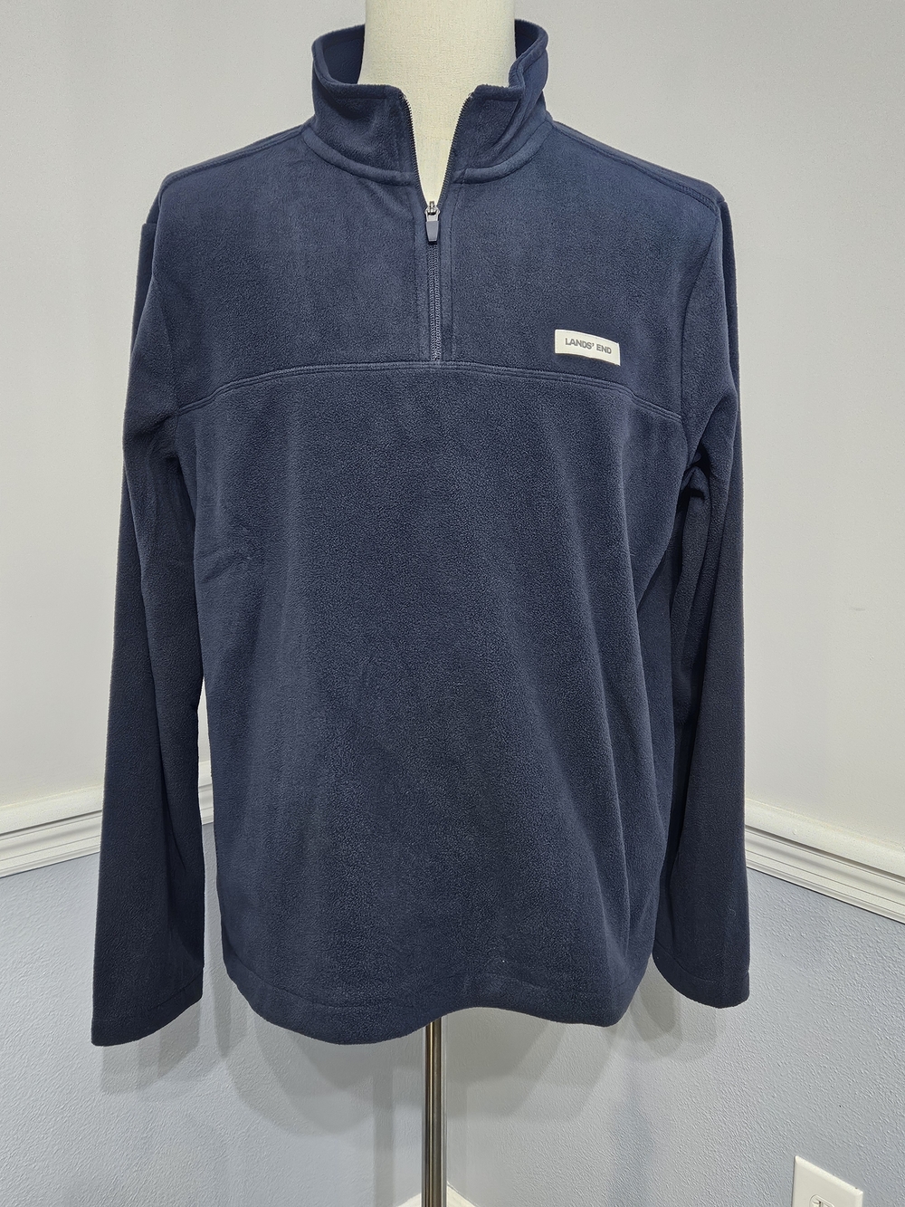 NWT Lands' End Lightweight Men's Navy Quarter-Zip Fleece Pullover Size Large